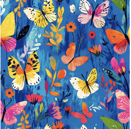 Butterfly and wildflower pattern 